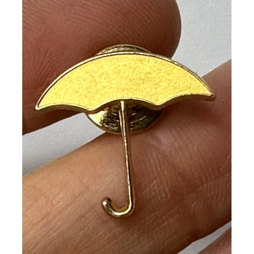 14k Gold Pin Umbrella Tie Tack Hat Textured Signed Yellow Gold